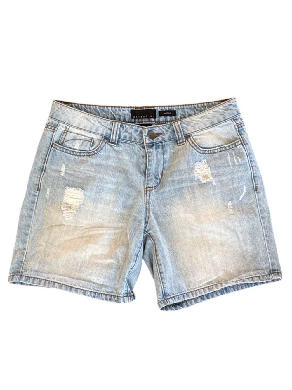 Attention Boyfriend Denim Shorts Size 4 Light Wash Distressed Casual Style